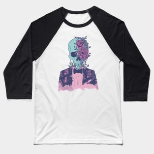 Pink/Blue Floral Skull Man Edit Baseball T-Shirt